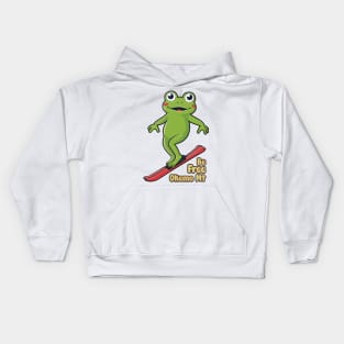 Cute Frog Skiing Okemo Mountain Kids Hoodie